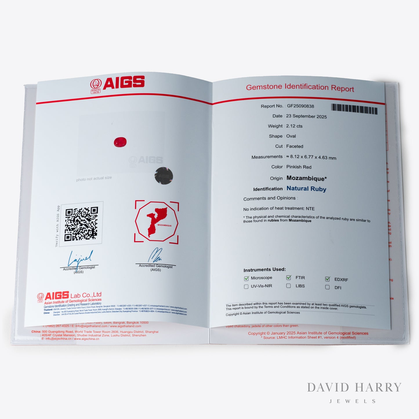 2.12 Certified No Heat Mozambique Ruby