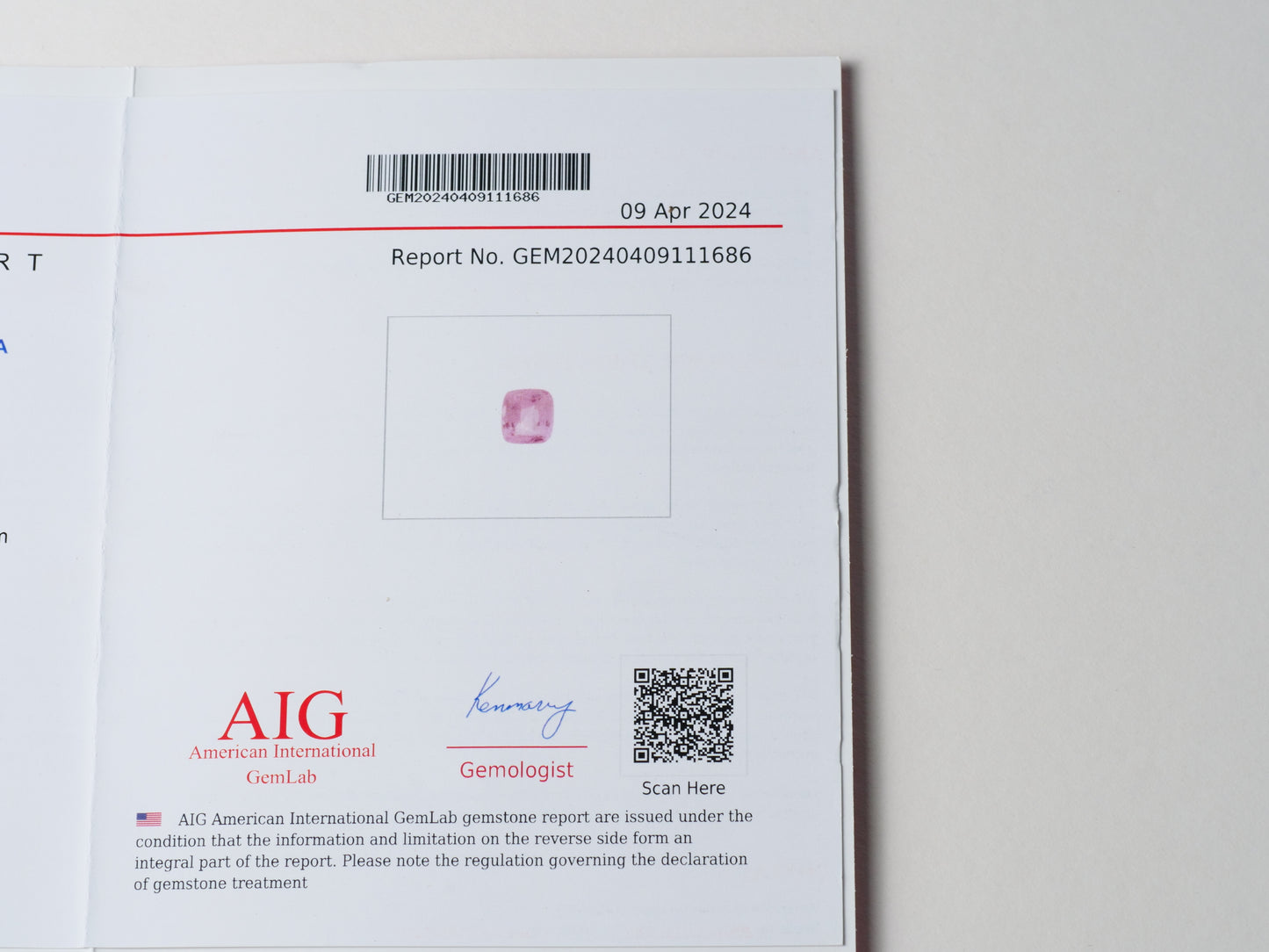 Certified No heat 1.59ct Padparadscha Sapphire