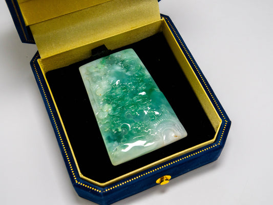 143ct Type A Bi Colour Jadeite Landscape Carving