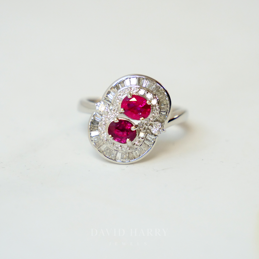 Antique 1.18ct Burmese Ruby & 0.71ct Diamond Platinum Ring