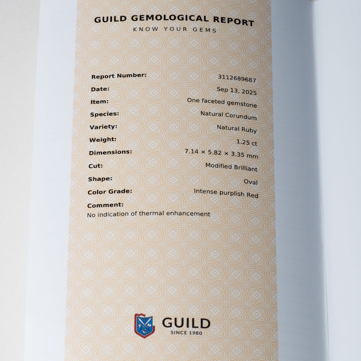 1.25ct No Heat Kashmir Ruby