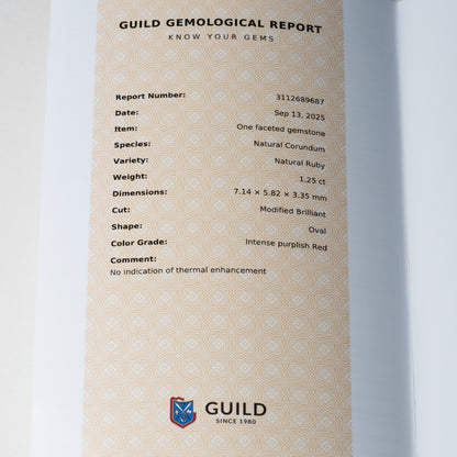 1.25ct No Heat Kashmir Ruby