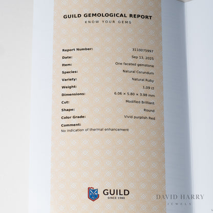1.09ct No Heat Kashmir Ruby
