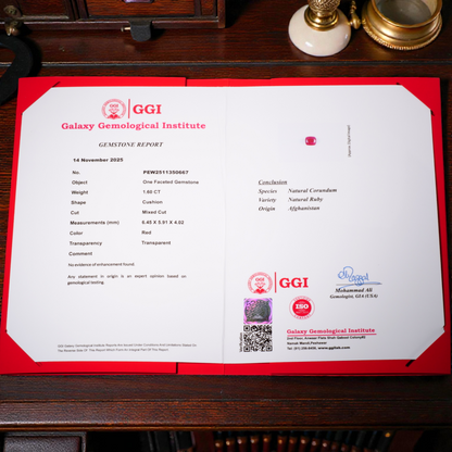 1.60ct Certified No Heat Jegdalek Ruby