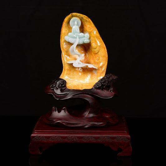 "Divine Harmony" Bicolour Type A jadeite sculpture