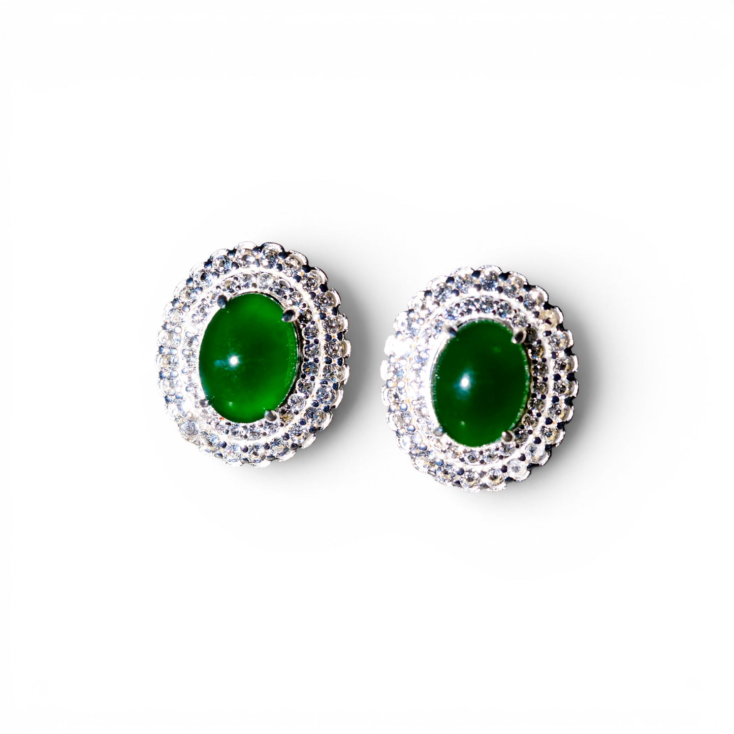 "Doubly Fortunate" Imperial Jade Oval Earrings