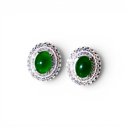 "Doubly Fortunate" Imperial Jade Oval Earrings