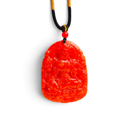 LFDN73 DHJ Type A Red Jadeite Zuron Carved Pendant