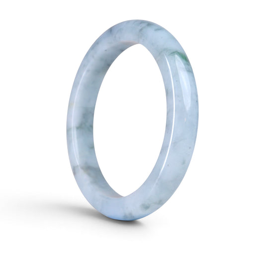 NJDN08 Type A Dark Floating Flower Burmese Jadeite Bangle