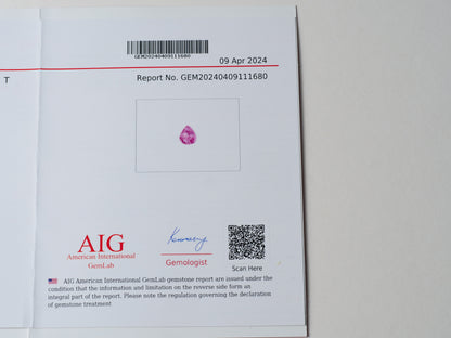 Certified No heat 1.03ct Purple Sapphire