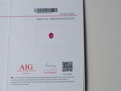 Certified No heat 1.07ct Purple Sapphire