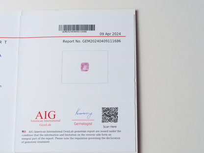 Certified No heat 1.59ct Padparadscha Sapphire