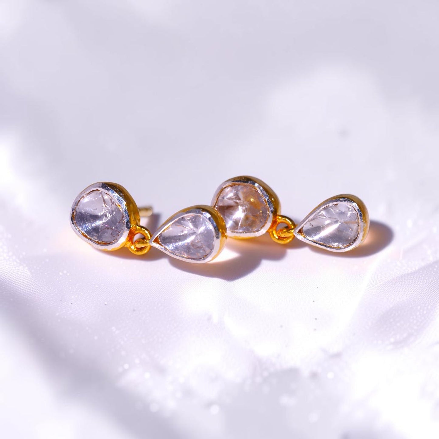 Diamond Polki Drop Earrings