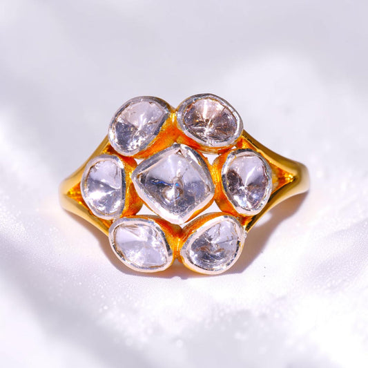 Diamond Polki Seven-Stone Cluster Ring
