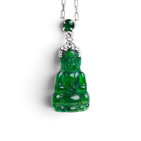 QZDJ68 Fei Cui Imperial Jadeite Petite Guanyin Pendant