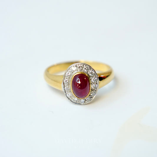 18k Antique Ruby & Diamond Ring