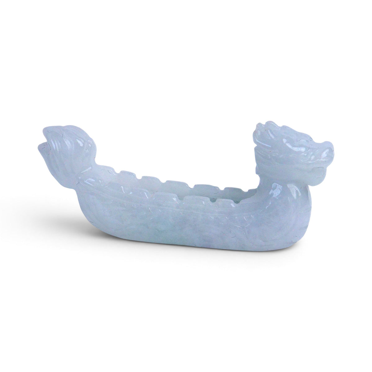 TPDN42 Type A Burmese White Jadeite Dragonboat Objet