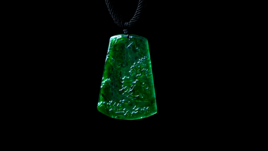 Certified Imperial Jade Landscape Pendant Necklace