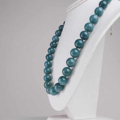 Type A Blue Jadeite 13mm Beaded Necklace