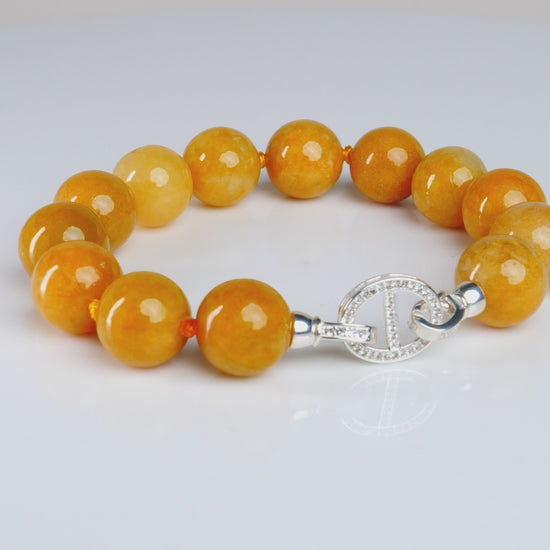 Yellow Jadeite Bracelet 13mm Beads 300ct
