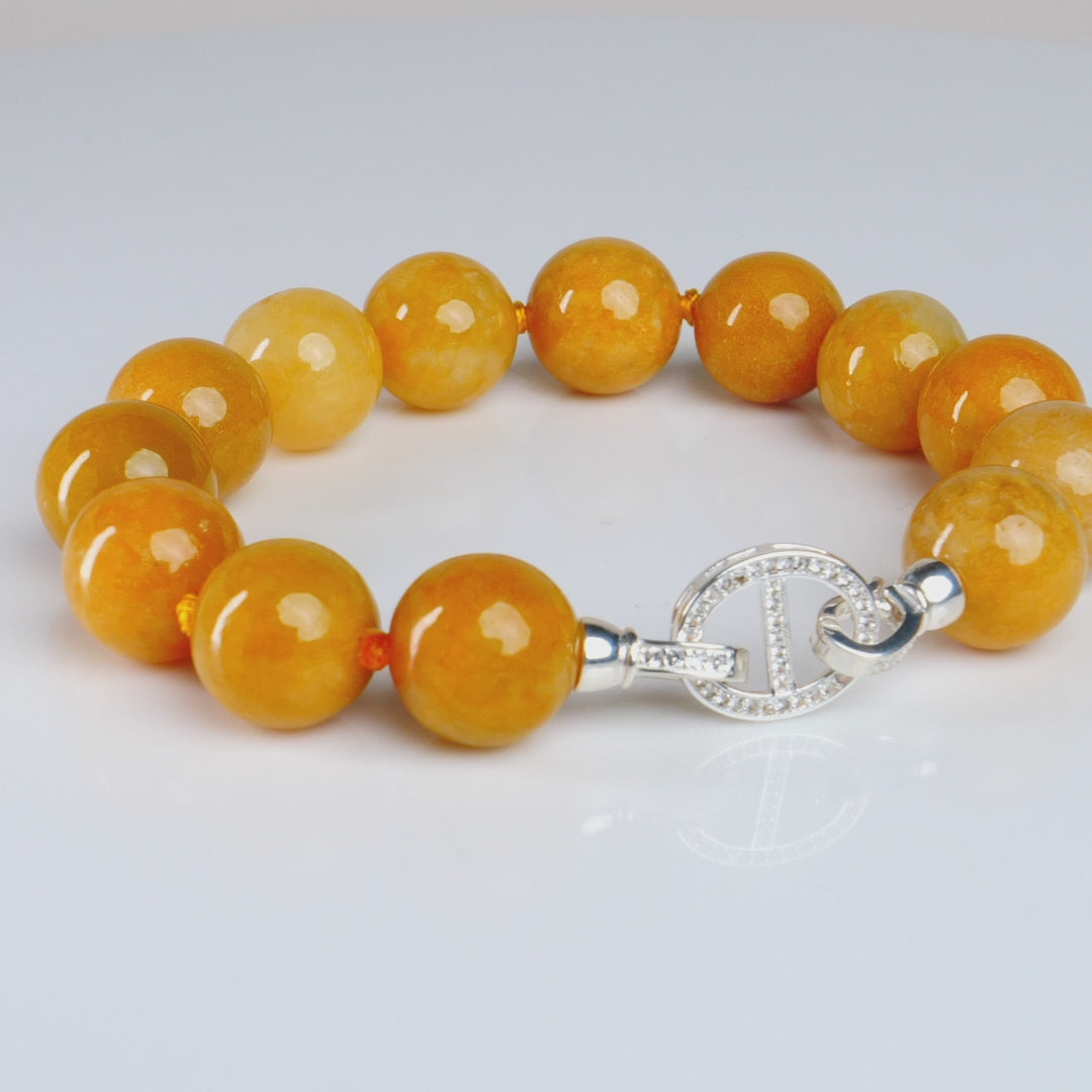 Yellow Jadeite Bracelet 13mm Beads 300ct