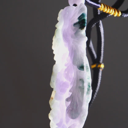 DHJ Lavender and Aqua Jadeite Phoenix and Lotus Double Sided Necklace