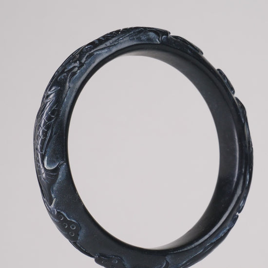 The Dragon Gate Black Mutton Fat Jade Bangle