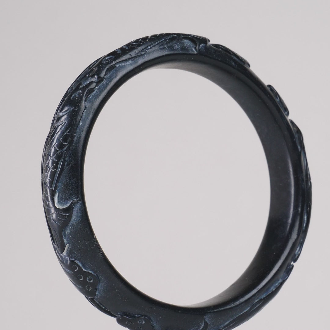 The Dragon Gate Black Mutton Fat Jade Bangle