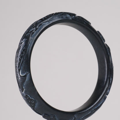 The Dragon Gate Black Mutton Fat Jade Bangle