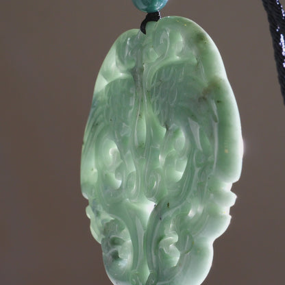 DHJ Green Jadeite Phoenix Carving