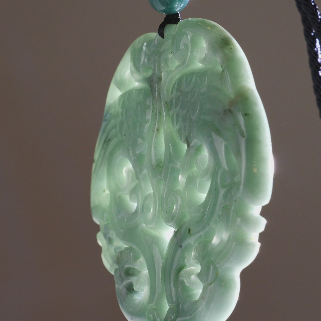DHJ Green Jadeite Phoenix Carving