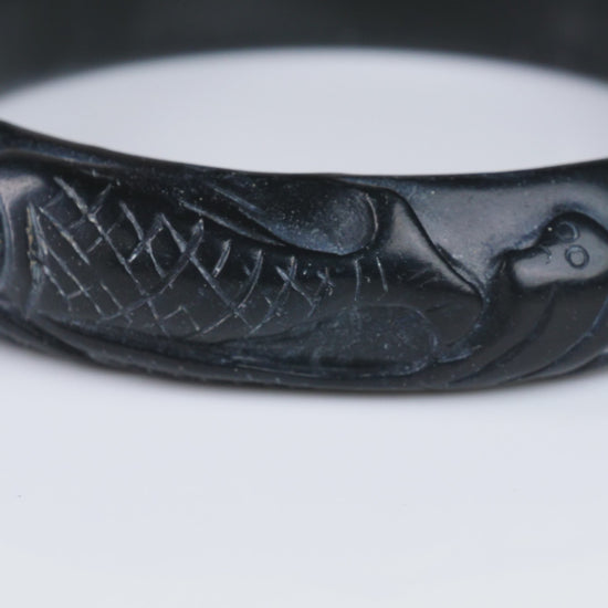 The Dragon Gate Black Mutton Fat Jade Bangle