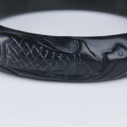 The Dragon Gate Black Mutton Fat Jade Bangle