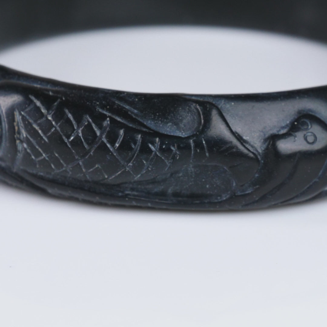 The Dragon Gate Black Mutton Fat Jade Bangle