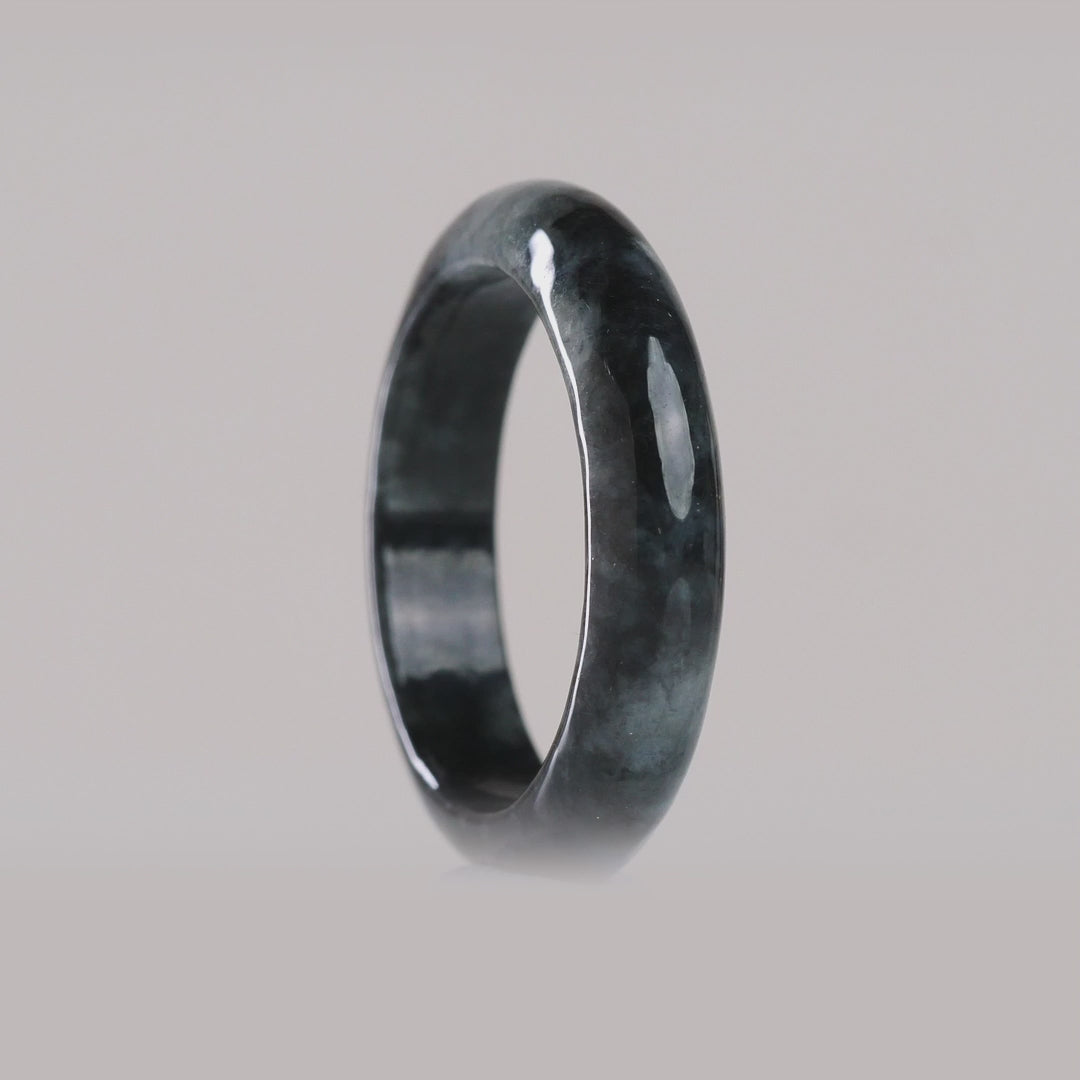 DHJ Black Chicken Jadeite Ring