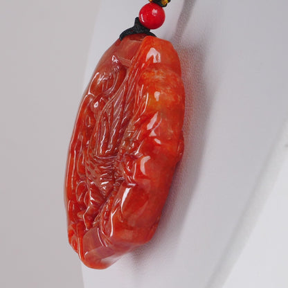 Red Burmese Jadeite Phoenix Pendant