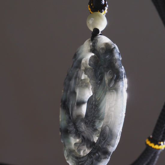 DHJ Black Chicken Jadeite Carving