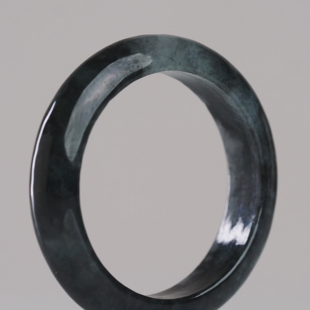 DHJ Black Chicken Jadeite Ring