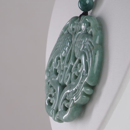 DHJ Green Jadeite Phoenix Carving