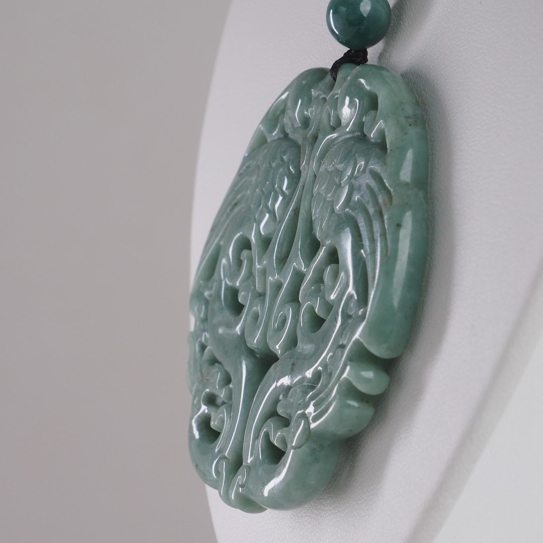 DHJ Green Jadeite Phoenix Carving