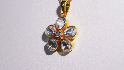 Diamond Polki Flower Pendant