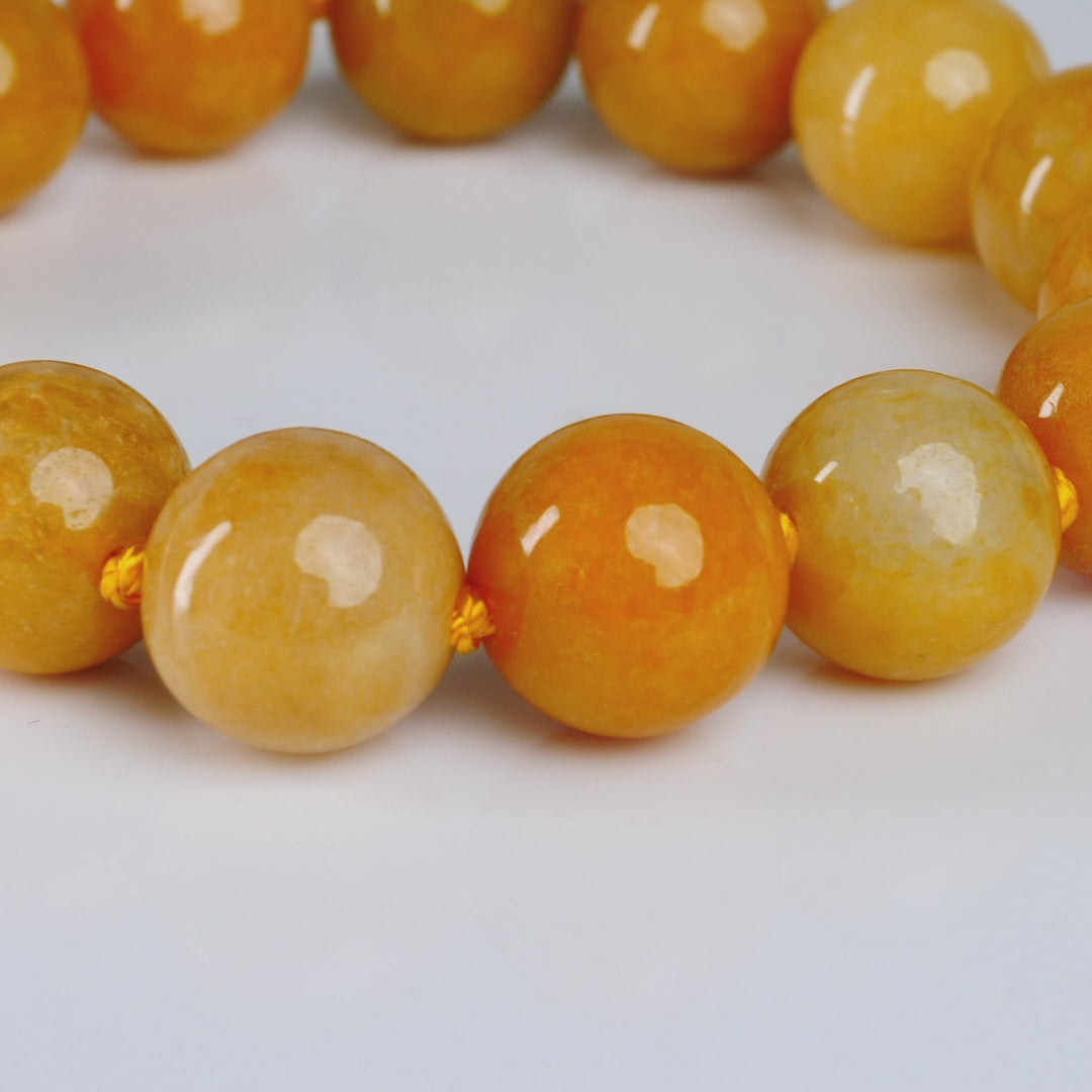 Yellow Jadeite Bracelet 13mm Beads 300ct