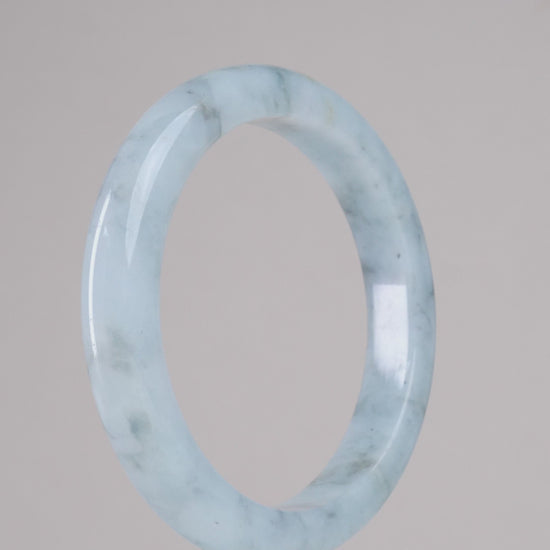 Type A Dark Floating Flower Burmese Jadeite Bangle