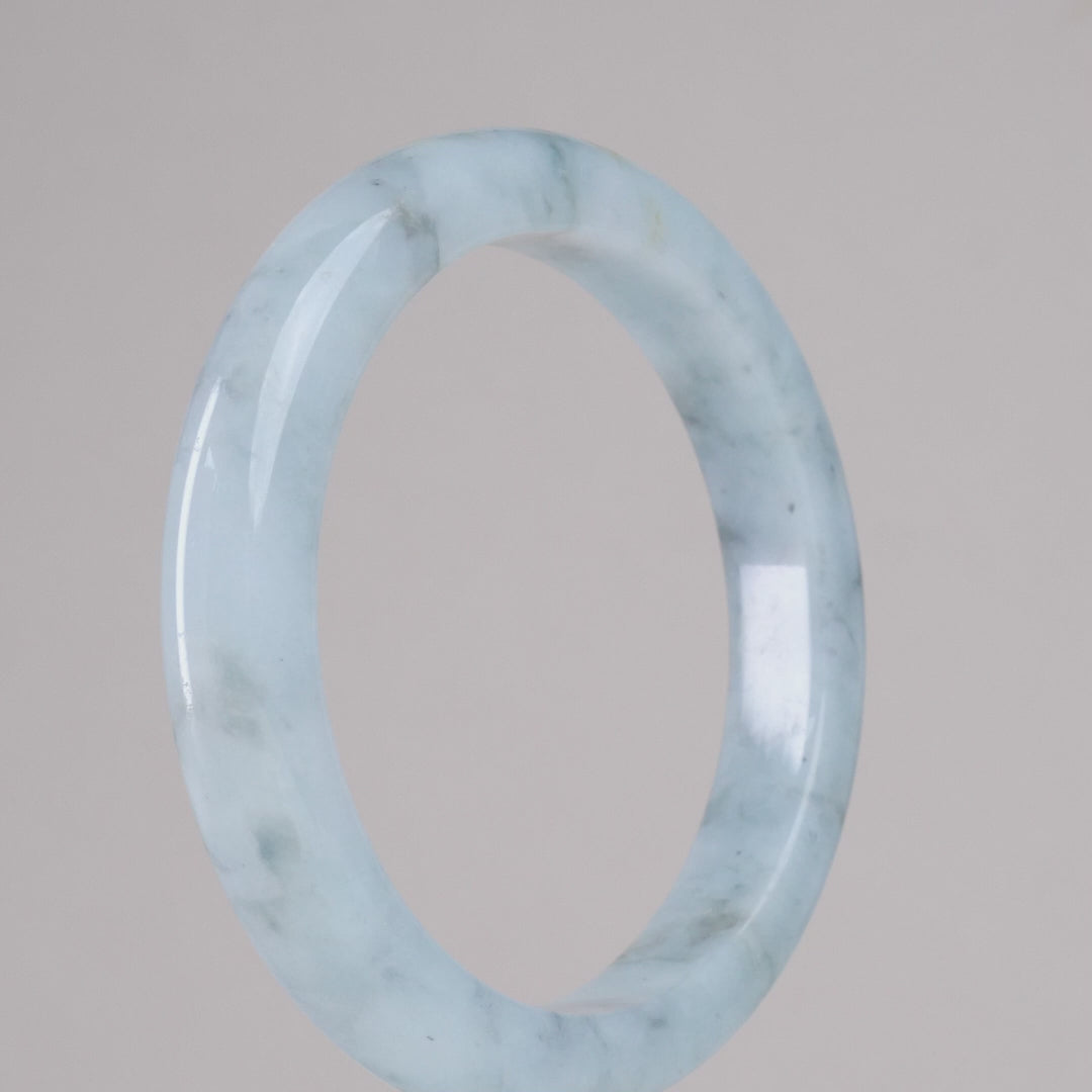 Type A Dark Floating Flower Burmese Jadeite Bangle