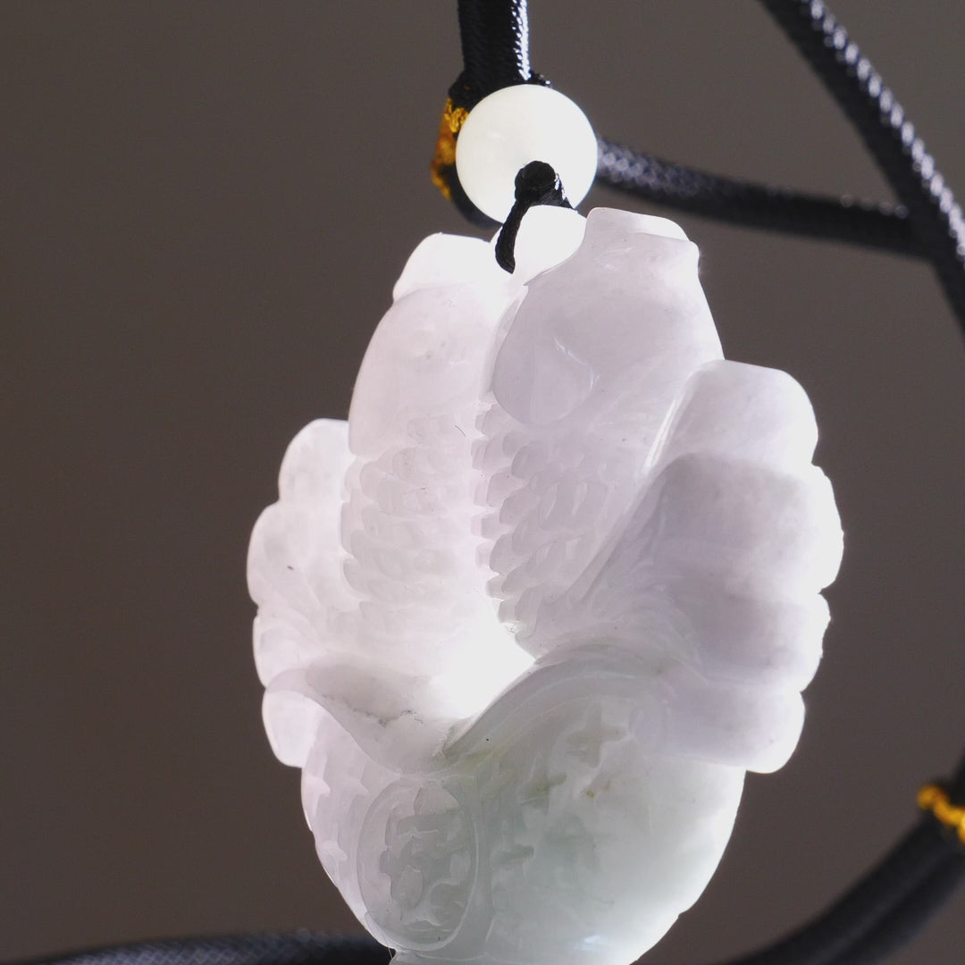 DHJ Aqua Jadeite Fish Carving