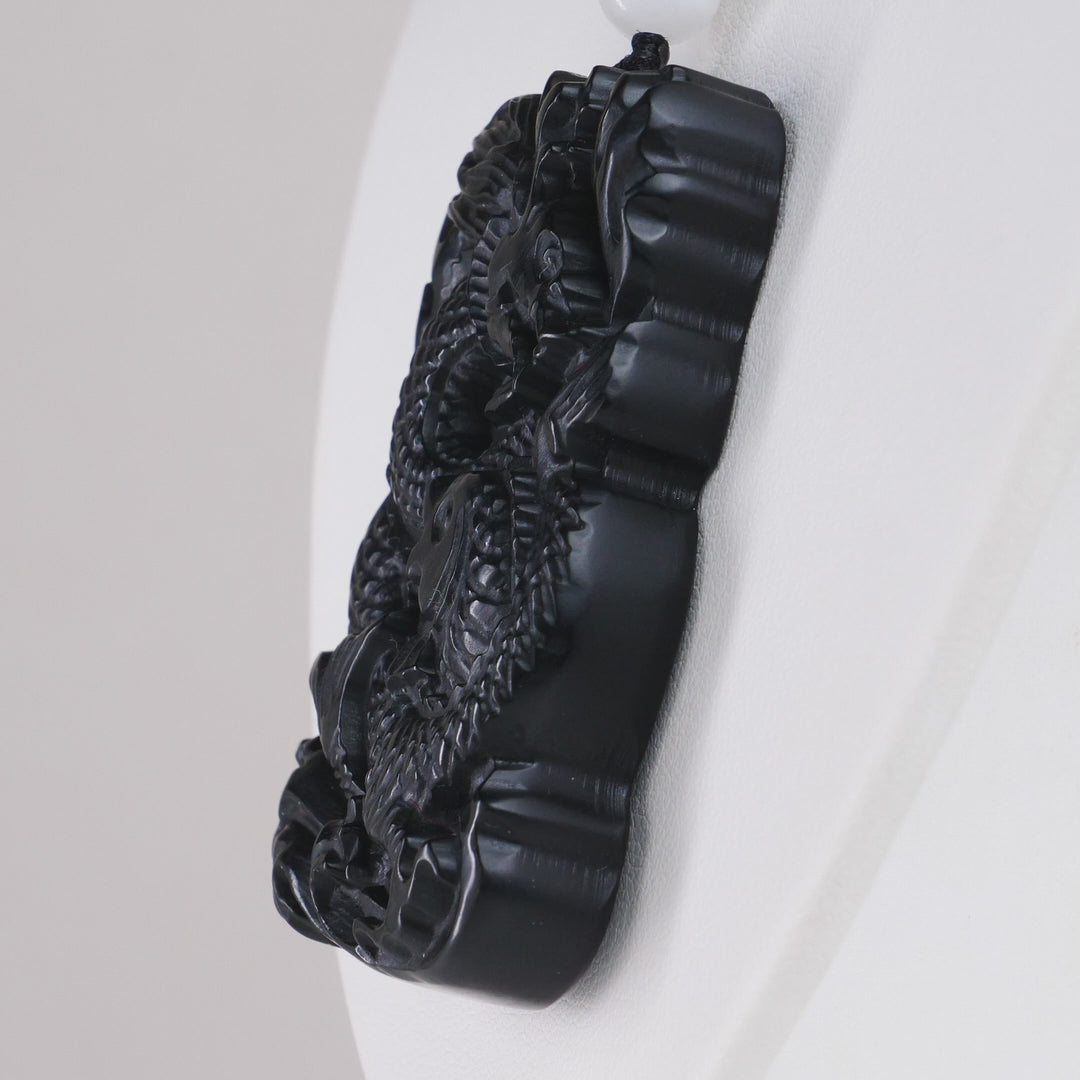 The Dragon Gate Black Mutton Fat Jade Carved Pendant