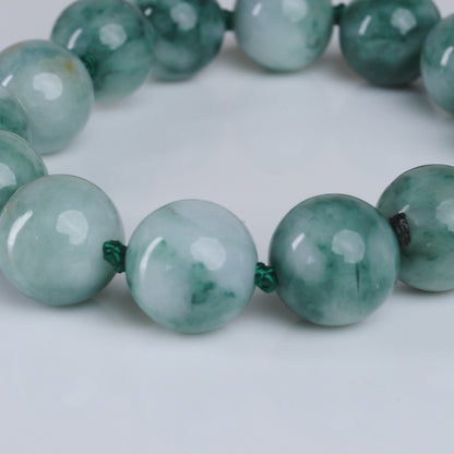 Type A Burmese Floating Flower Jadeite Bracelet, 13mm Beads