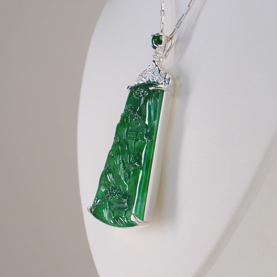 Fei Cui Imperial Jadeite Landscape Pendant Medium