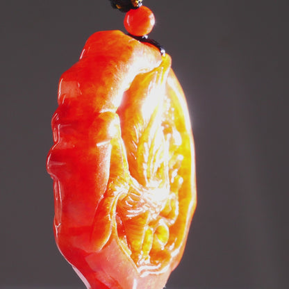 Red Burmese Jadeite Phoenix Pendant