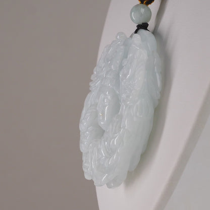 Type A Burmese Jadeite Phoenix Carving Pendant Necklace